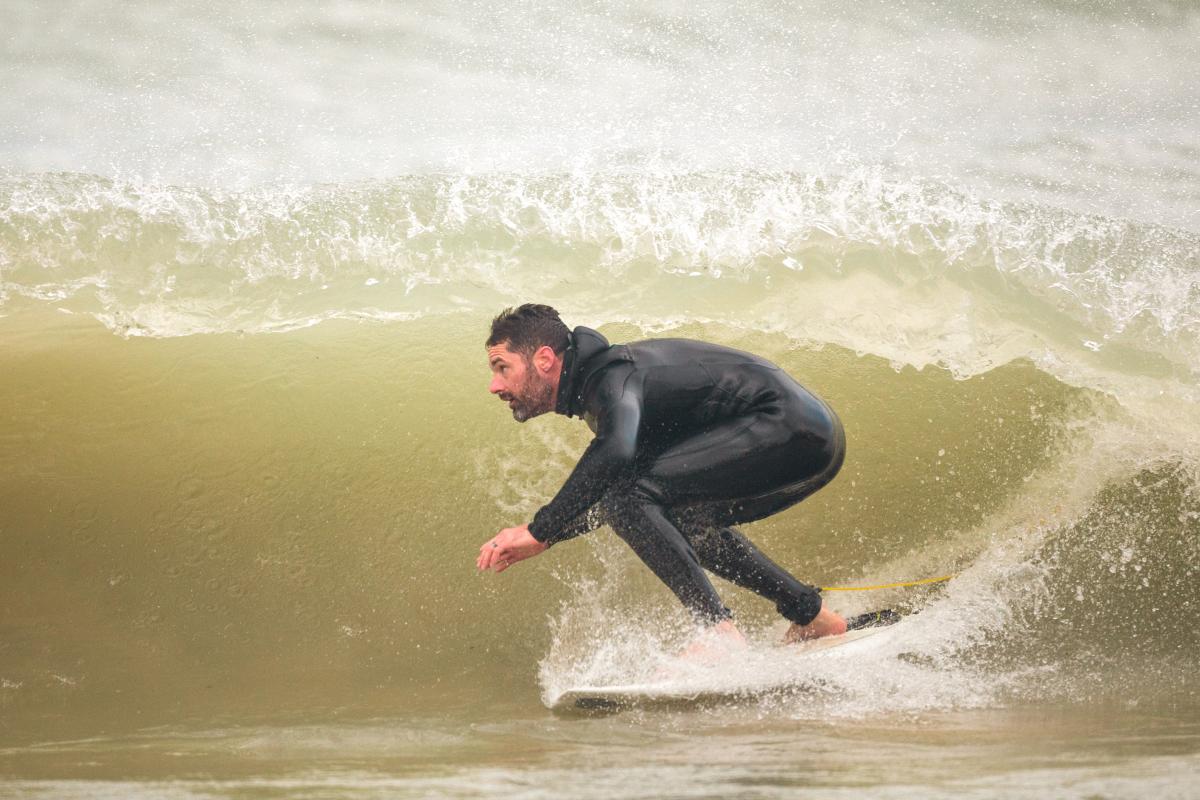 Lake Michigan surfer in Southwest Michigan