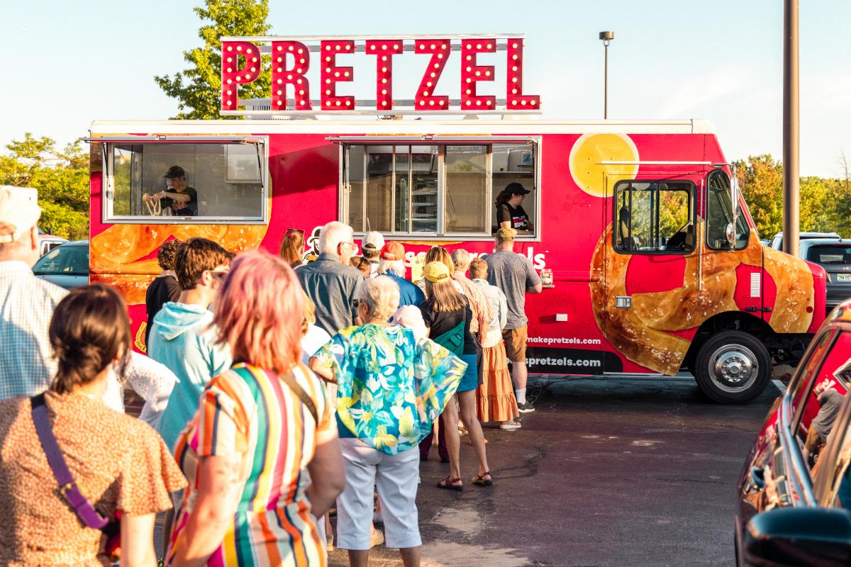 line of people waiting for a Southwest Michigan food truck