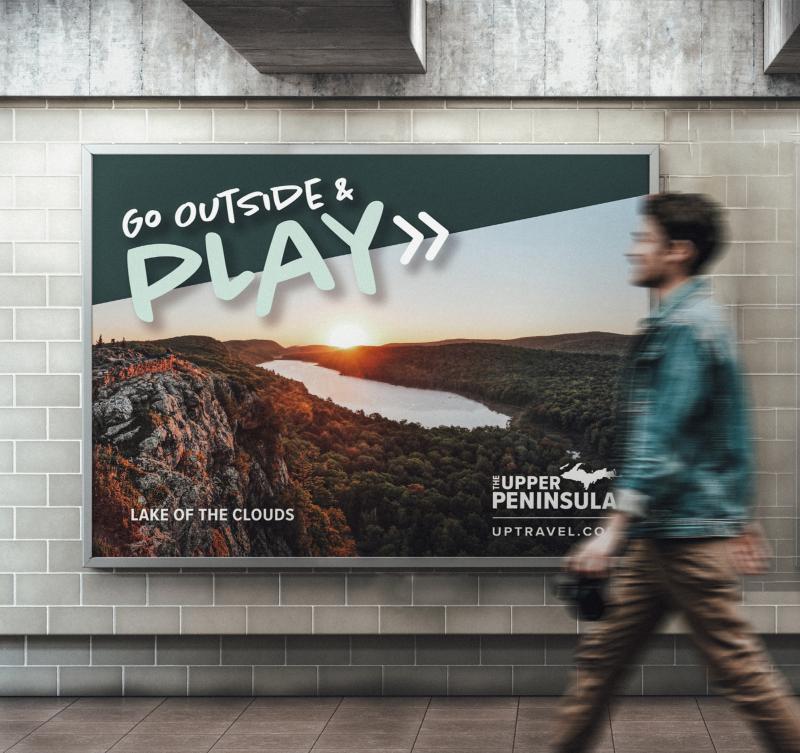 City billboard of the Lake of the Clouds in a subway station