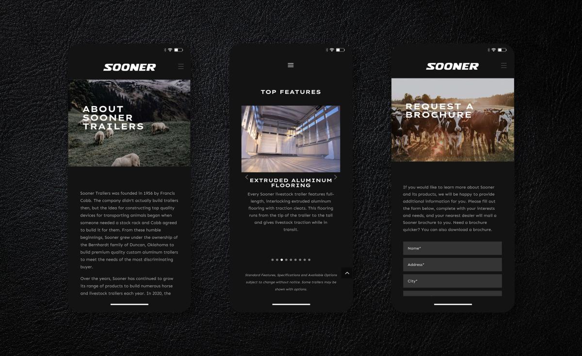 3 different screenshots of the Sooner website on a mobile phone
