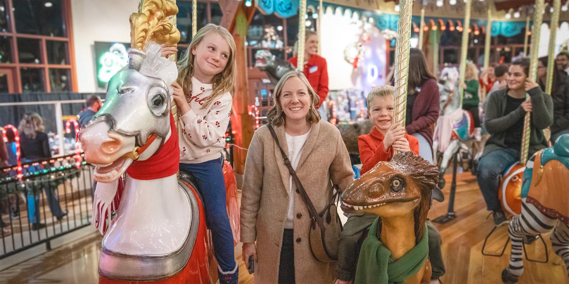 Family on the carousel