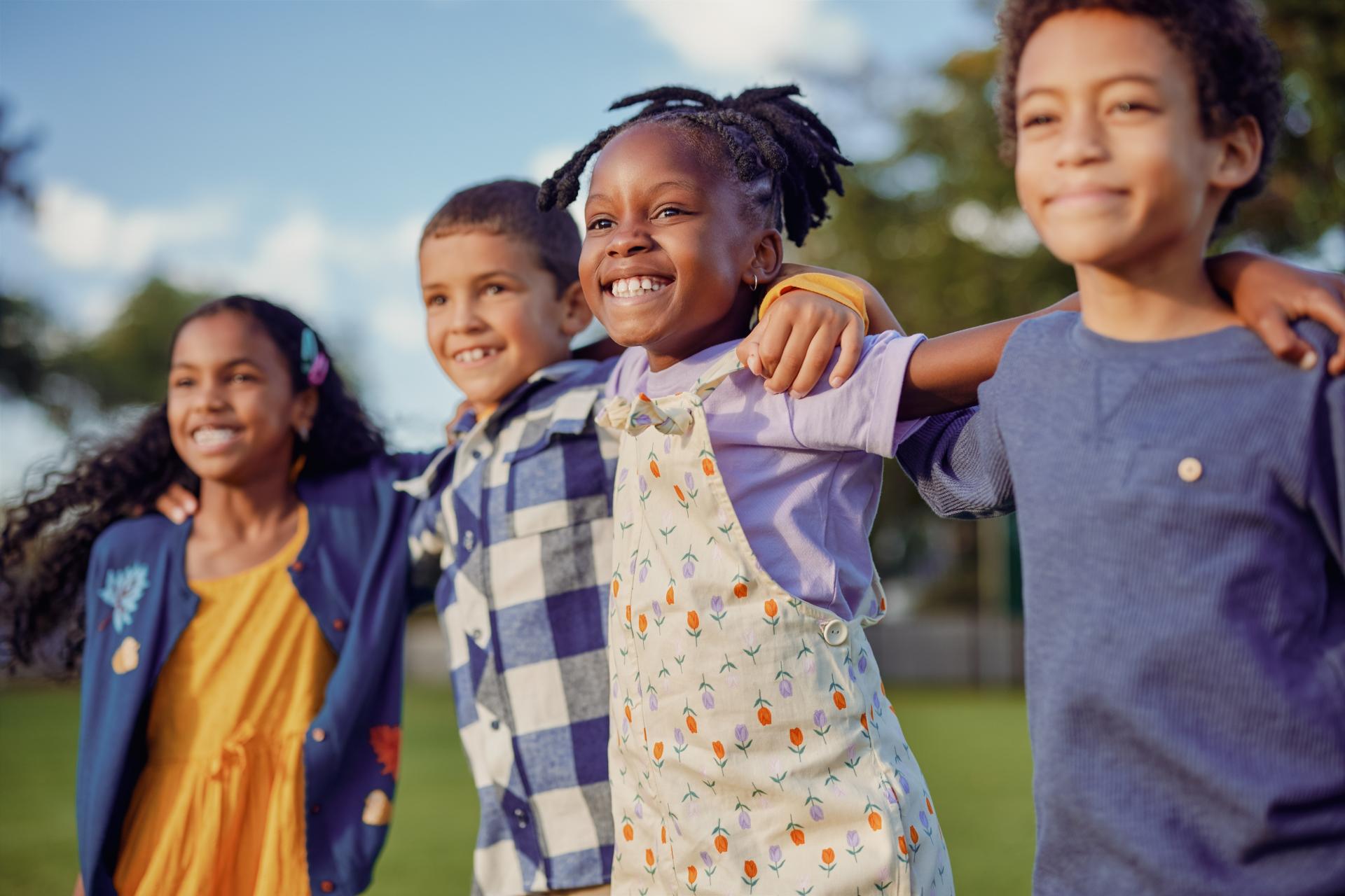 Group of young happy looking kids