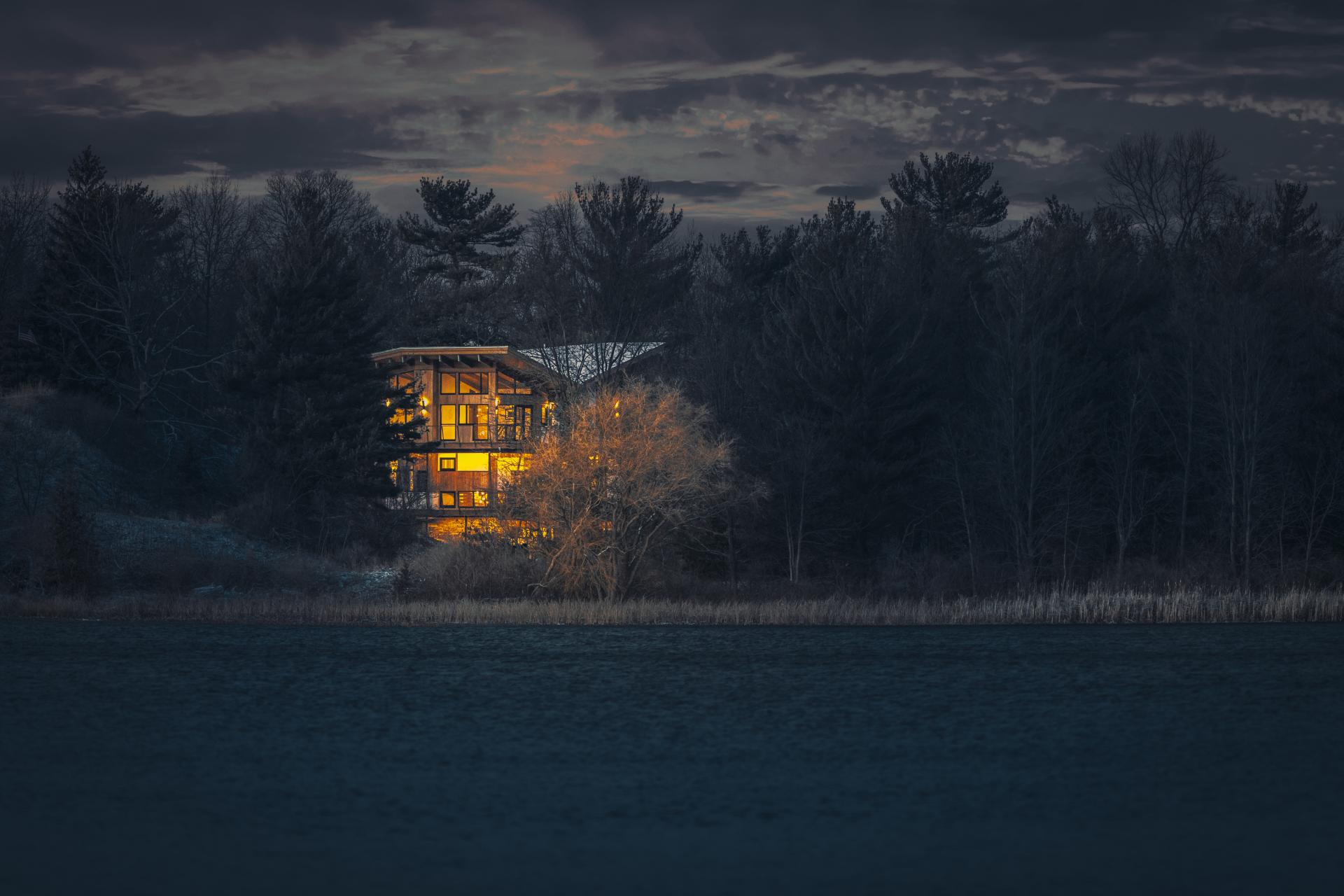 Exterior building shot at night