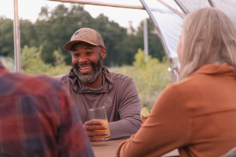 Makers Trail Man Laughing with beer in hand